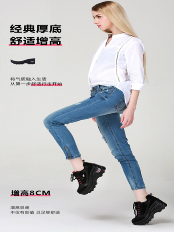 凡得松糕鞋女鞋增高厚底鞋女坡跟休闲鞋运动鞋